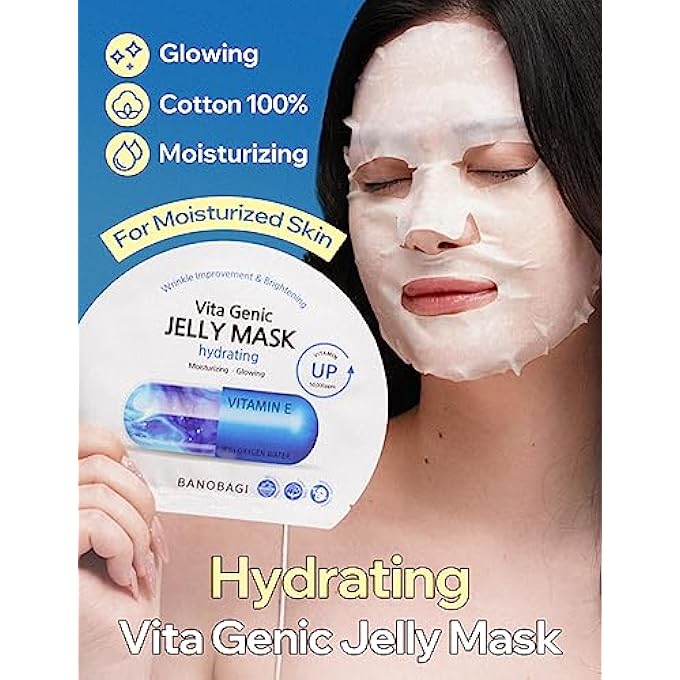 Banobagi VITA GENIC JELLY HYDRATING FACE MASKS BEAUTY W/ESSENCE & 11 VITAMIN COMPLEX | KOREAN FACE MASK SKIN CARE SHEET | MOISTURIZING FACE MASK FACIAL CARE FOR DULL & DRY SKIN (1.8 FL OZ, 10 SHEETS) - Image 2